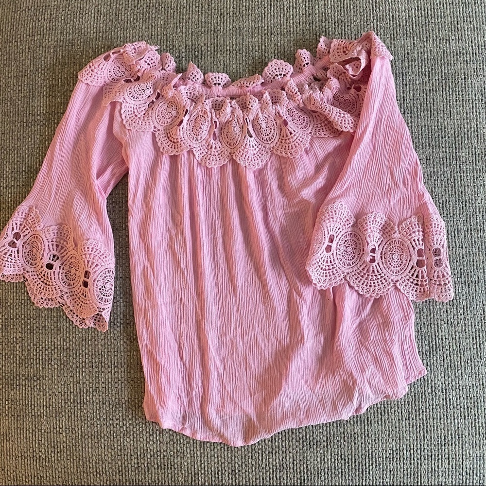 "Cream" Off the Shoulder Embroidery Top